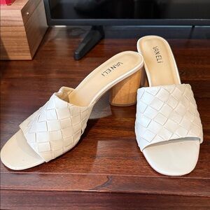 Vaneli Cream Woven Mule Sandals